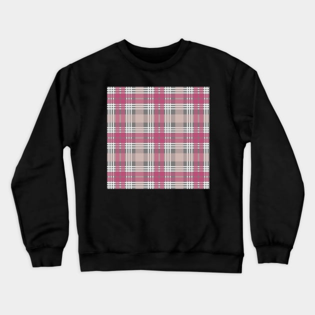 Pink, White and Grey Scottish Tartan Style Design Crewneck Sweatshirt by MacPean